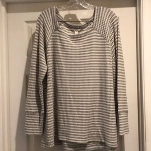 Caslon Gray/White Stripe Shirt Long Sleeve Size 2X